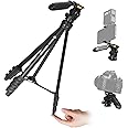 TARION Travel Tripod for Camera & Phone - Lightweight Camera Tripod Stand with Detachable Pan-Tilt Head & Hidden Phone Holder - 55"/139cm Aluminum Tall DSLR Video Tripod for Vlog Photography Squorpion