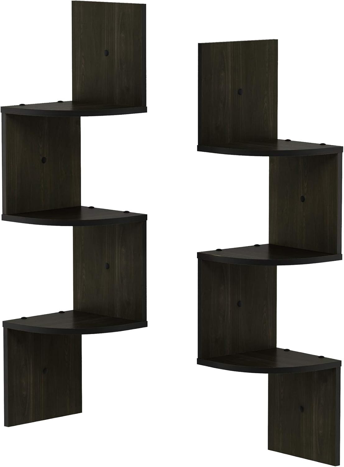 Furinno ROSSI Corner Floating Shelves for Wall Set of 2, 3-Tier Corner Zigzag Wall Shelf, Radial Wall Mounted Book Shelf - Image 4