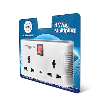 Wipro 4 way multiplug with 2 universal sockets