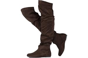 RF ROOM OF FASHION Women's Over The Knee Flat Heel Slouchy Boots (Available in Regular and Wide Calf)