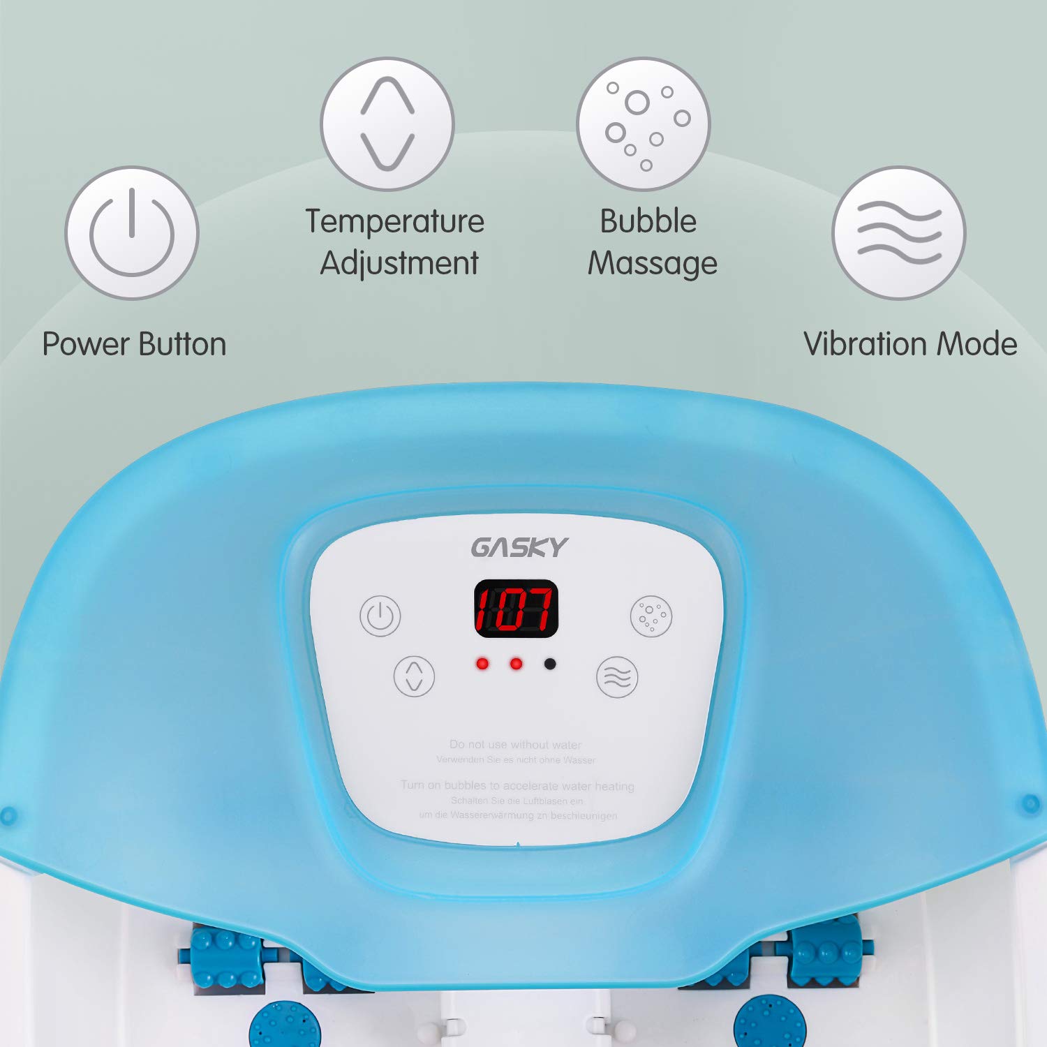 Foot Spa Foot Bath Massager with Heat, Vibration, Bubbles and Pedicure Grinding Stone for Exfoliating, 16 Masssage Rollers for Shiatsu Massage, LED Temp Control for Soothe Relax Tired Feet Home Use: Beauty