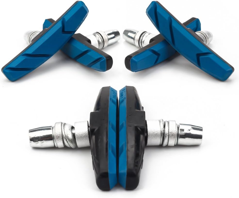 BIKEIN PRO 3 Pairs Bike Brake Pads Road Bicycle V-Brake Blocks Shoes with Shims No Noise No Skid 70mm Silent Durable
