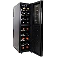 Koolatron 18 Bottle Slim Dual Zone Wine Cooler, Black Thermoelectric Wine Fridge, 1.9 cu. Ft (53L) Freestanding Wine Cellar, 