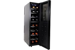 Koolatron 18 Bottle Slim Refrigerator Dual Zone Wine Cooler Black Thermoelectric Wine Fridge Freestanding Wine Cellar for Red White Sparkling Wine Storage in Home Bar Kitchen