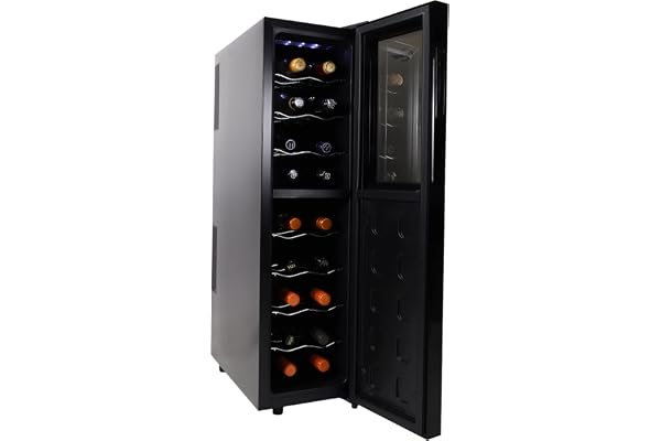 Koolatron Urban Series 18 Bottle Slim Dual Zone Wine Cooler, Thermoelectric Wine Fridge, Freestanding Wine Refrigerator for Home Bar, Kitchen, Apartment, Condo, Cottage