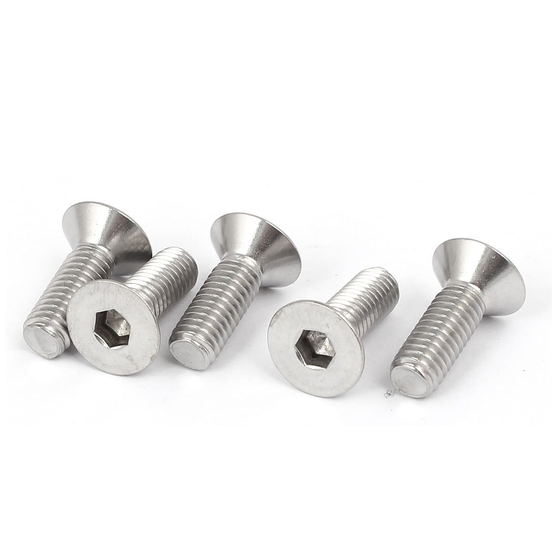 Sourcingmap M6x18mm 316 Stainless Steel Countersunk Flat Head Hex Socket Cap Screw Bolt 5pcs