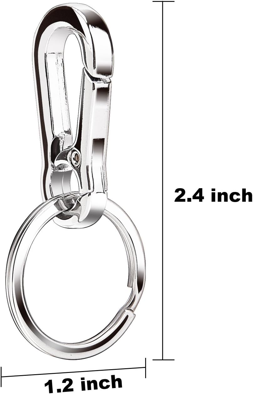 SUNMNS Metal Carabiner Clip Keyring Keychain Key Ring Chain Holder Organizer for Car/Key Finder (3 Pack), Silvery - Image 4
