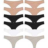 Jo & Bette Cotton Thongs for Women - 6 or 12 Pack Panties - Thongs Underwear Women Breathable No show Seamless
