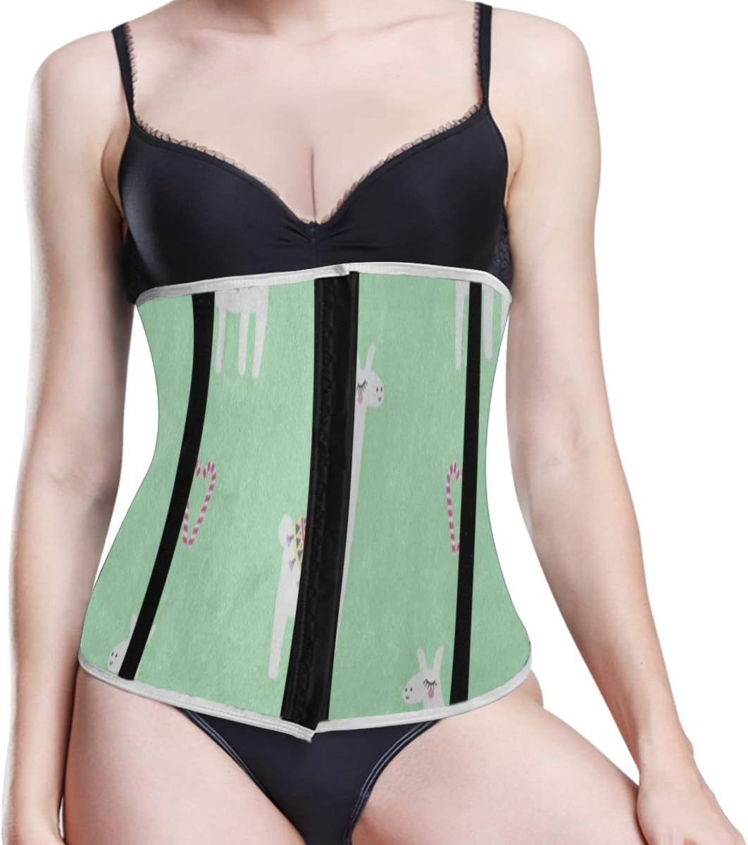 Cute Lama Candy Cane Heart Animal Womens Waist Trainer Cincher Underbust Corset Body Shaper