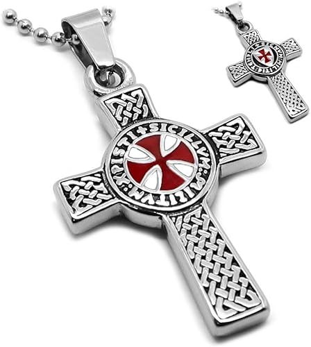 Bobijoo Jewelry Pendentif Collier Devise Templier Croix Latine Pattee Rouge Patriote Chaine Amazon Fr Bijoux