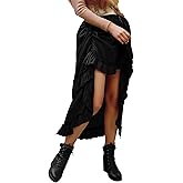 Simlakey Steampunk Victorian Cosplay Costume Womens Medieval Renaissance Gothic Skirt High Low Show Ruffled Skirt