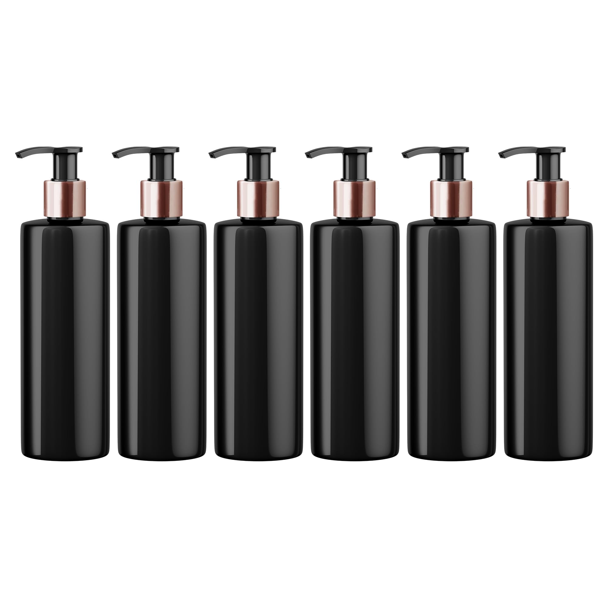 Mrs Hinch Customisable DIY Refillable 500ml PET Plastic Lotion Pump Bottle - Black & Rose Gold Lids (8)