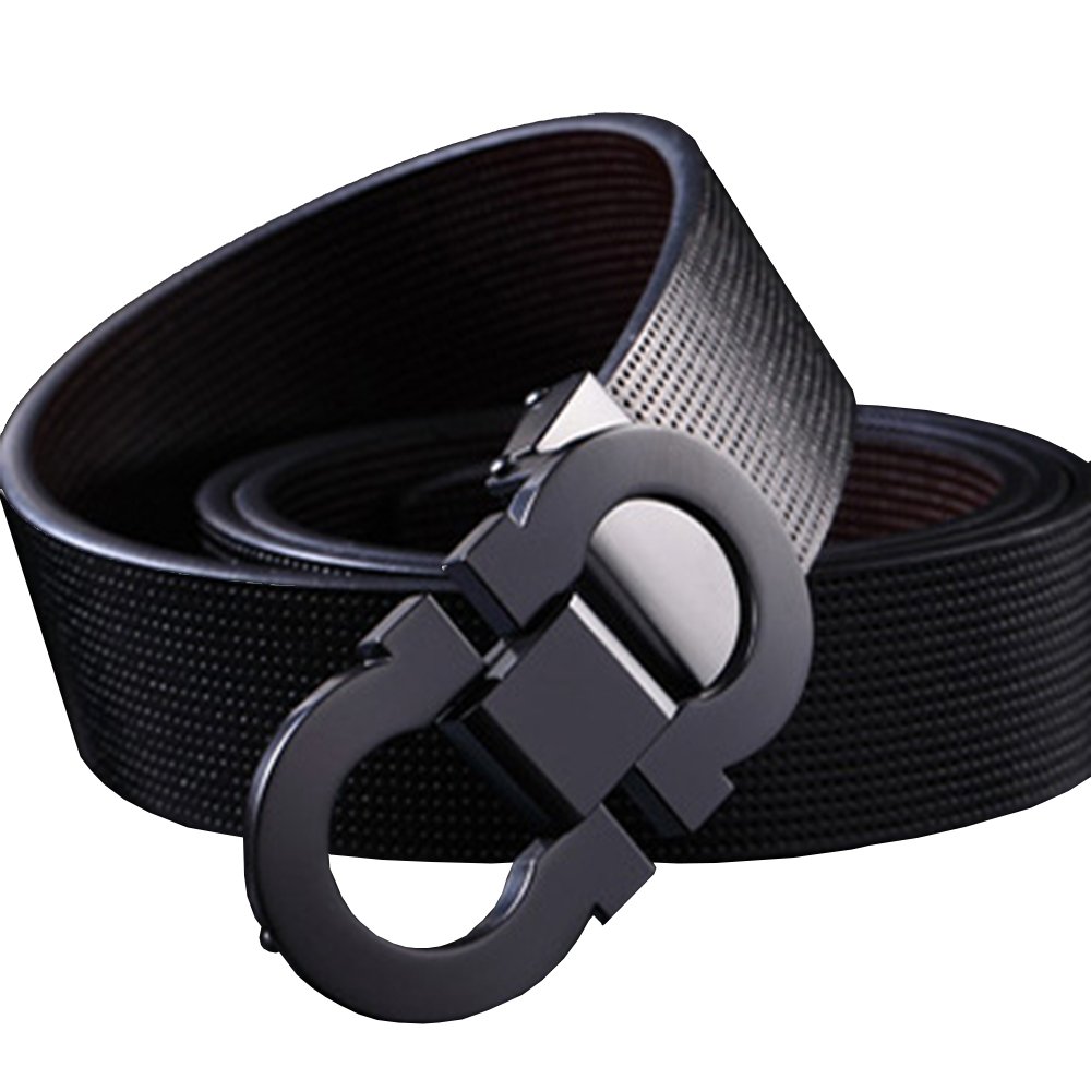 Onlybaby Reversible and Adjustable Men's Leather Belt with Double Shiny