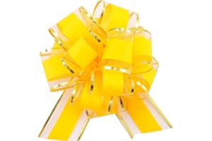 FORBINBO 6 Pieces Gift Wrap Ribbon Pull Bows (6" Wide); Easy and Fast Gift Wrapping Accessory for Christmas Gifts, Bows, Baskets, Wine Bottles Decoration, Gift Wrapping and Decoration Present (Yellow)