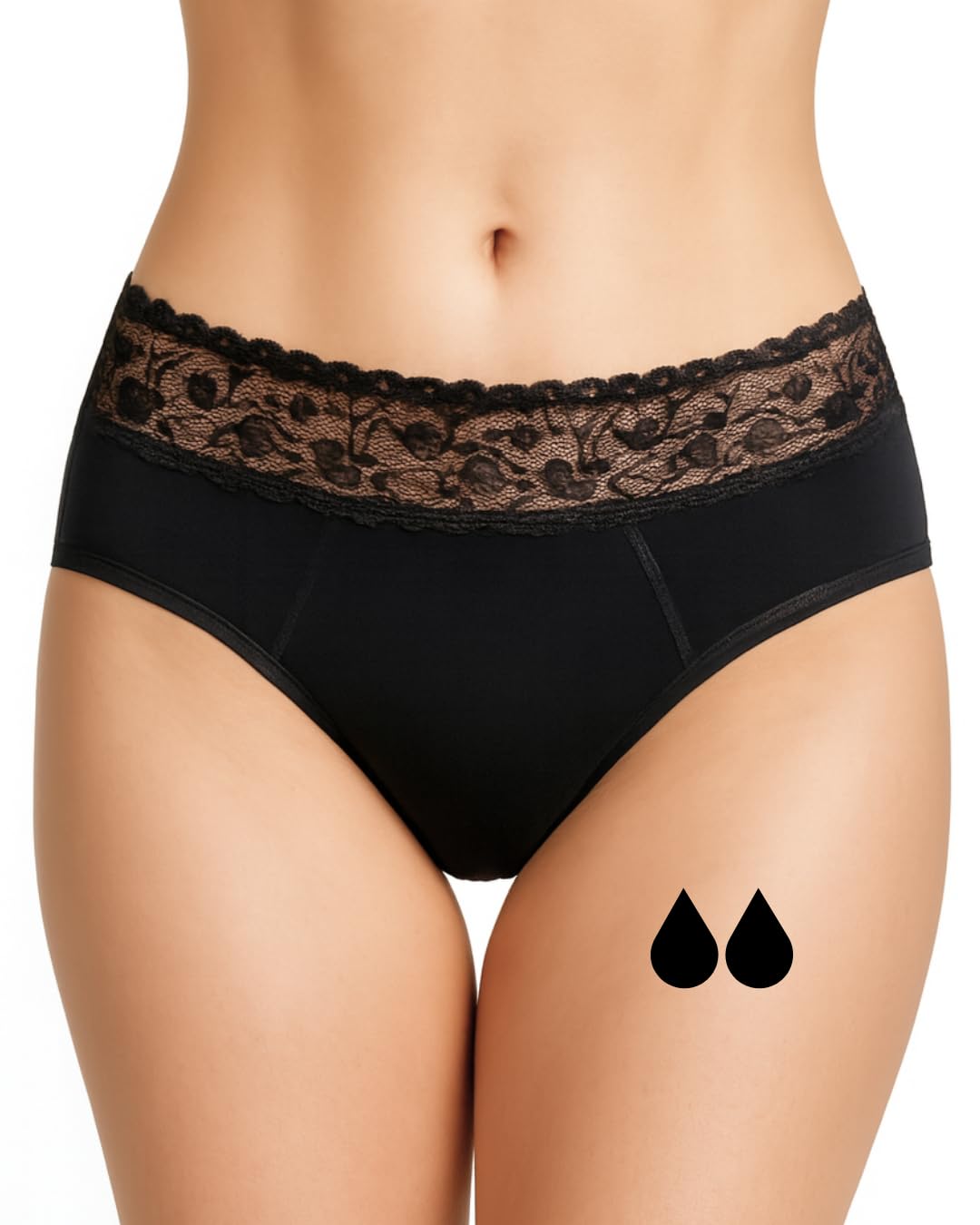 NoBlood Period Pants Heavy Flow for Women and Teenage Girls - Washable - Cotton - Eco-friendly - Menstrual Underwear - Absorbent Periods Undies - Womens Teens Girl (Lace, XXS) — image 1