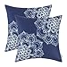 CaliTime Pack of 2 Cozy Fleece Throw Pillow Cases Covers for Couch Bed Sofa Vintage Dahlia Floral Both Sides 18 X 18 Inches Navy Blue
