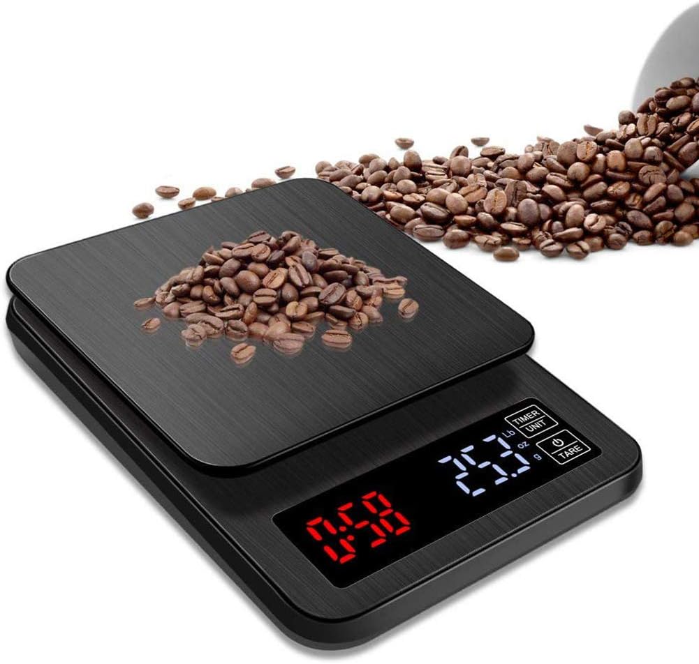 Mini LCD Digital Electronic Drip Coffee Scale with Timer, Digital coffee weight Household Drip Scale Timer, Baking Table Weighting for Espresso,5KG/0.1