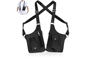 Wshxjzyay Double Shoulder Armpit Bag for Men, Anti-theft Bag with Double Shoulder Straps, Anti Theft Harness for Men Leather, Anti-theft Harness Wallet (Black)