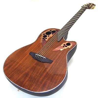 Ovation Guitar, Acoustic Guitar, Ovation CE44P FKOA Electric Acco, Leaf Hole Type, Includes Ebi Original Pick, Safe to Ship After Inspection