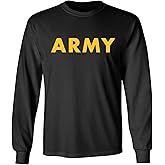 Black Army Long Sleeve T-Shirt with Gold Ink