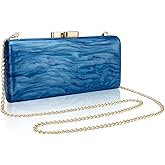 Simcat Acrylic Clutch Purse for Women, Chic Metal Evening Bag, Marble Evening Clutch Bag with Chain for Prom Wedding Party