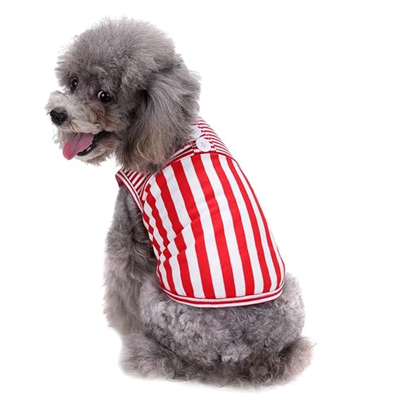 YiJee Haustier Stripe Weste Atmungsaktive ärmellose T-Shirt Kleine Hund Kleidung