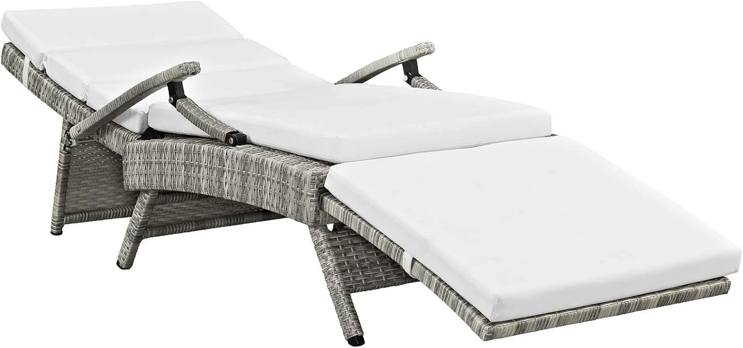 Modway Envisage Outdoor Patio Wicker Rattan Chaise Lounge in Light Gray White : Garden & Outdoor