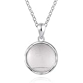 925 Sterling Silver Cremation Necklace for Ashes - Transparent Crystal Circle Urn Pendent Necklace Memorial Jewelry for Women