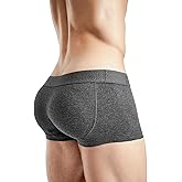Rounderbum Men's Padded Underwear Trunks with Removable Butt Enhancing Pads - 3 Colors - More Volume Instantly, Short Inseam