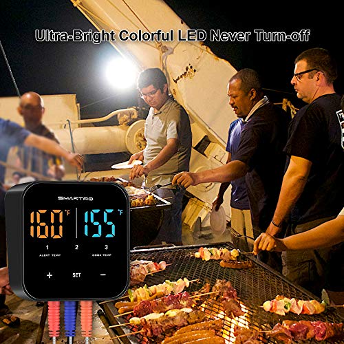 Wireless Meat Thermometer for Grilling, Bluetooth Digital Cooking Food Thermometer Instant Read with Probe for Smoker Oven Kitchen Candy BBQ Grill Thermometer Alarm Monitor Thermometers Timer