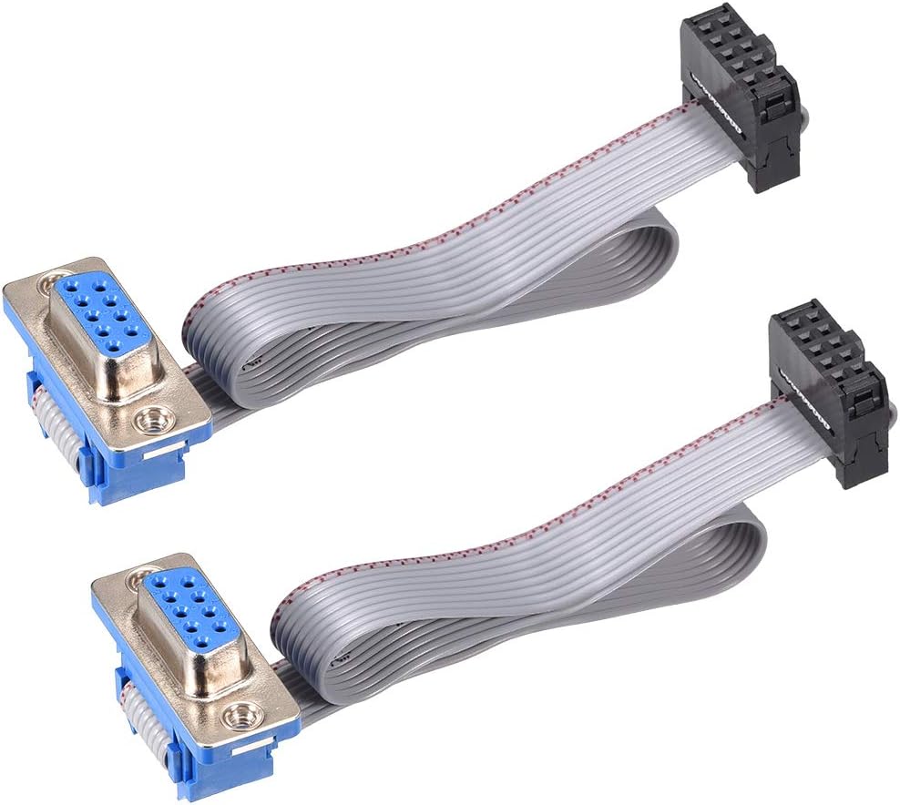 uxcell IDC Wire Flat Ribbon Cable DB9 Female to FC10 Female Connector
