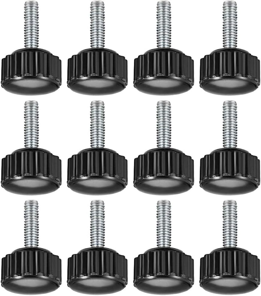 Boxonly Knurled Thumb Screw for Saw Drill Press Lathe and Routing Jigs Packaging Machinery Printing Equipment Clamping Knobs Grip Threaded Hand Bolt Knobs M4 x 16mm 12pcs
