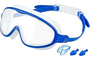 Faanerianni Splashy Eyes Goggles Kids, Wide Frame Splashyeyes Goggles with Nose Clip & Ear Plugs for Pool Swim Lessons Beach