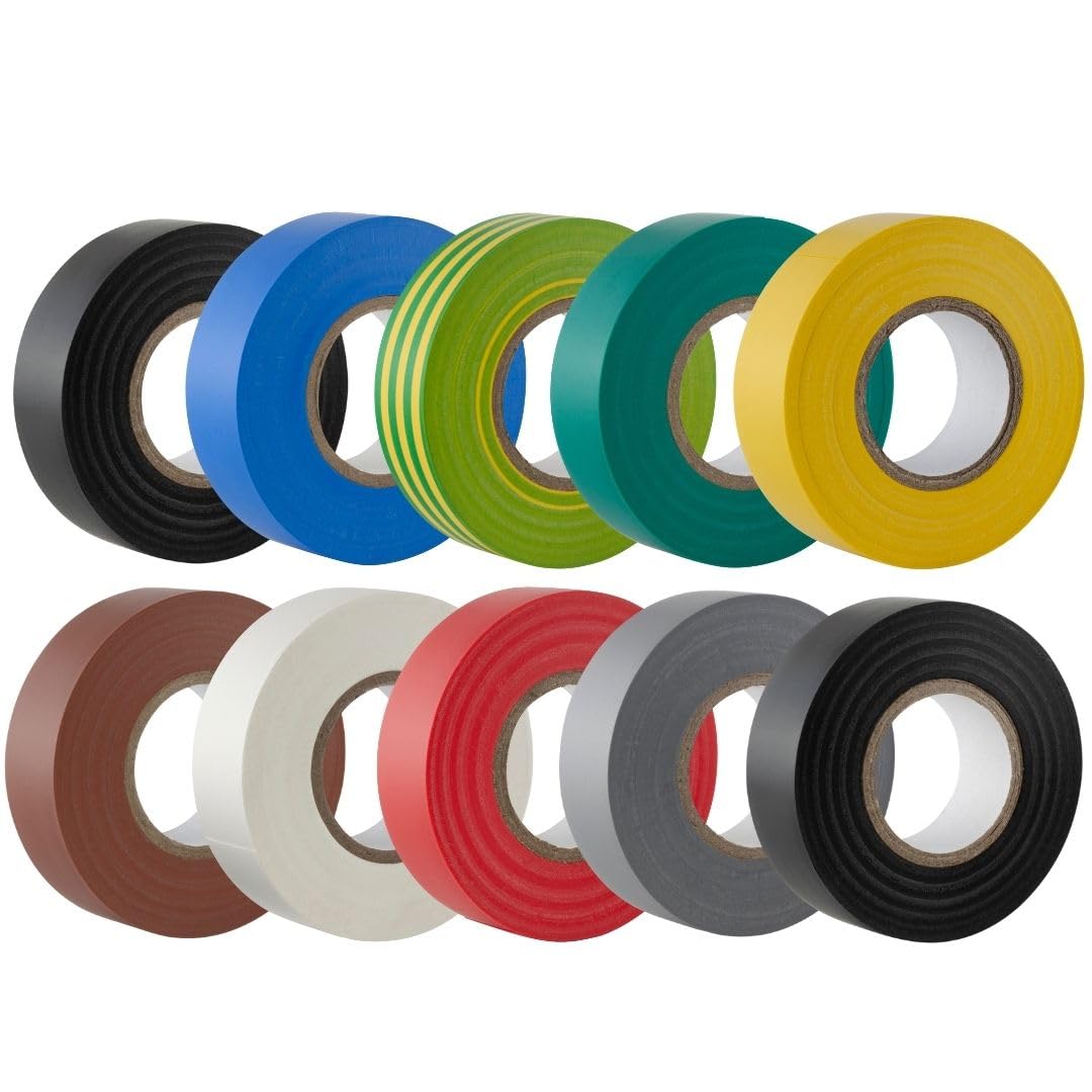 Gocableties-PVC-Isolierband, 20 m x 19 mm, mehrfarbig, gemischt, hochwertiges Klebeband, 9 Rollen 3