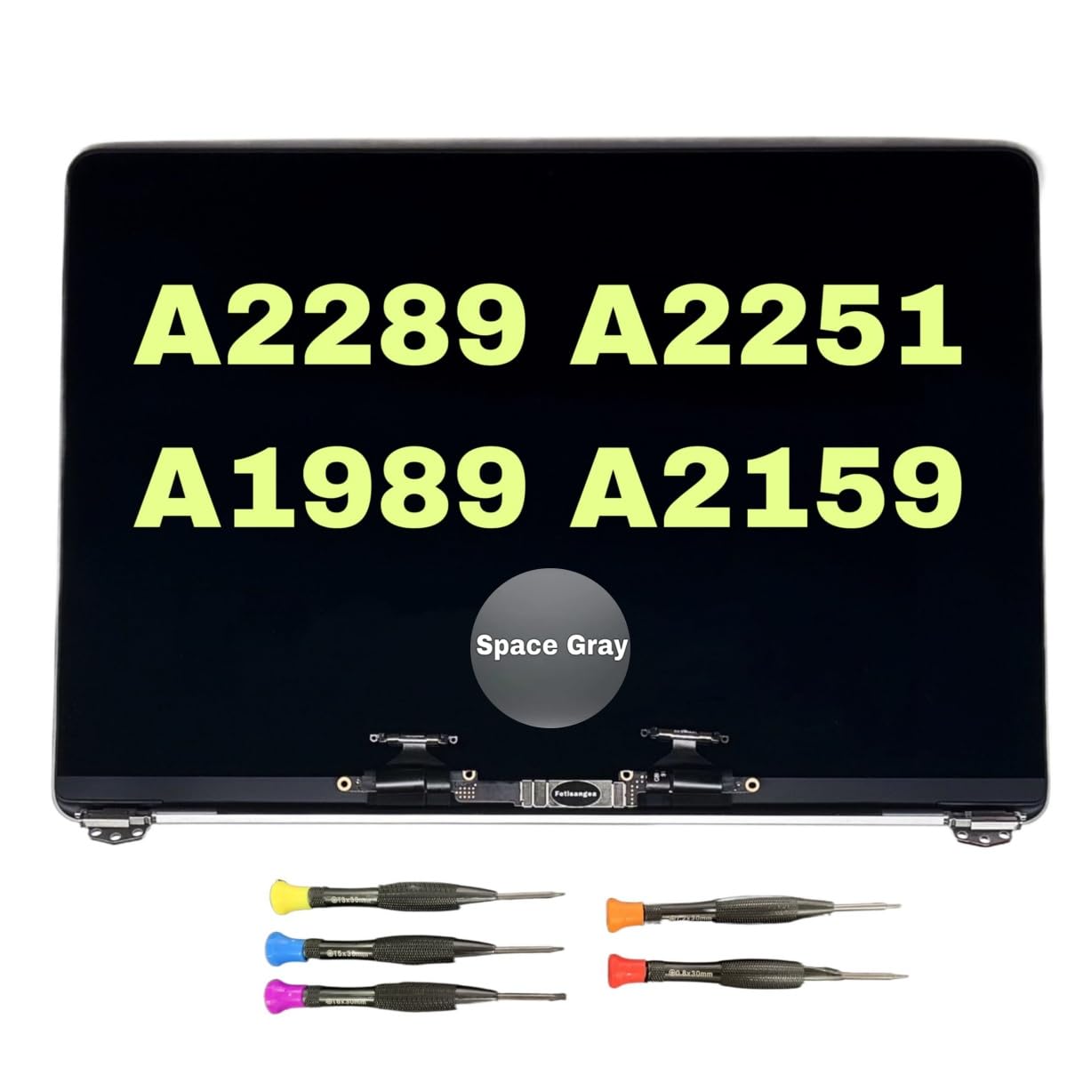 Photo 1 of Replacement Screen for MacBook Pro A2289 A2251 A1989 A2159 EMC3358 3214 3348 3456 3301 Retina LCD MV96 97 98 99 9A MR9V MR9Q 9R 9T 9U Full LCD Display Complete Top Assembly Grey/Silver (Space Grey)