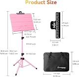 K Kasonic Foldable 2 in 1 Music Stand Pink with Folder Tripod Portable view 7