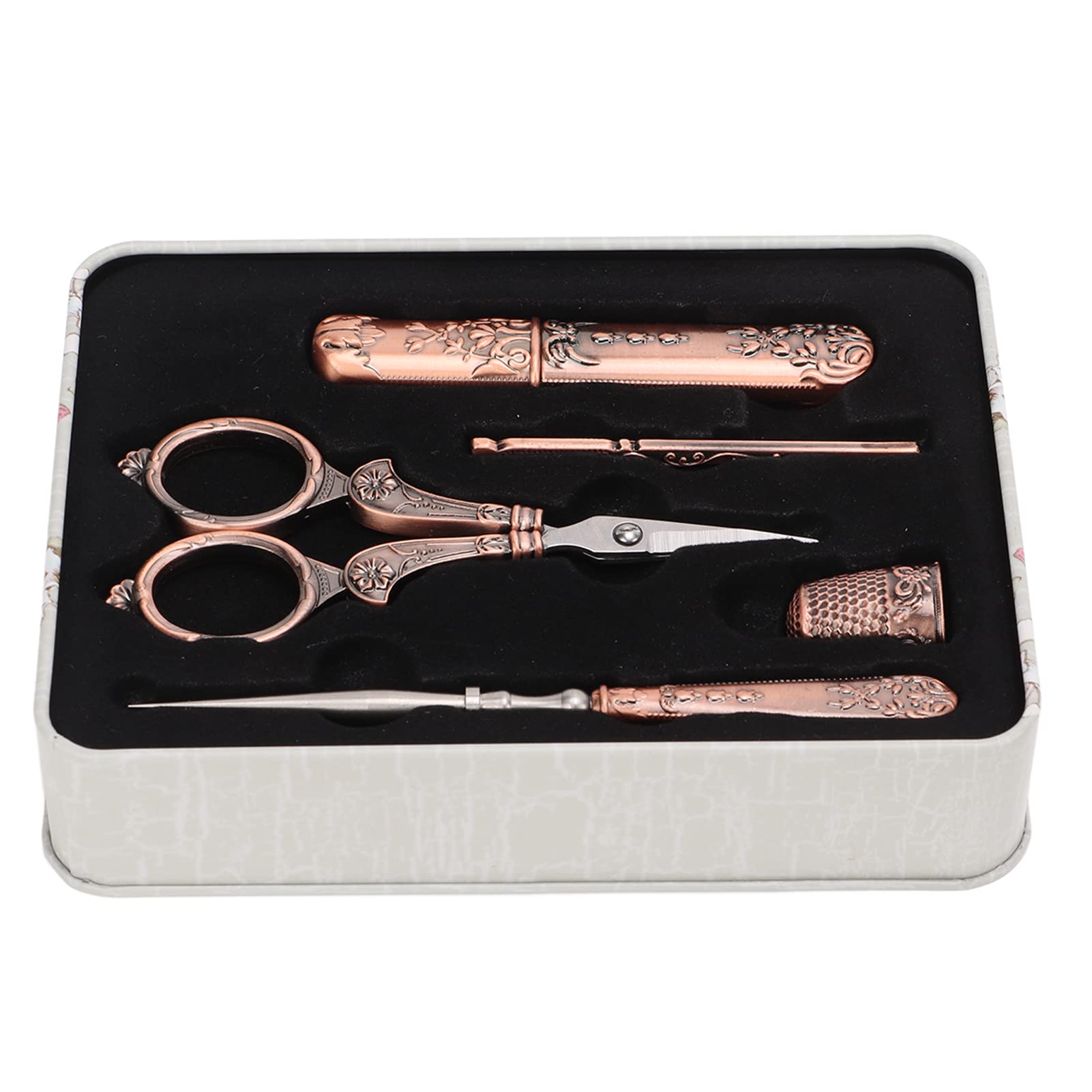 Vintage Embroidery Scissors Set, Stainless Steel European Style Complete Scissor Kit with Sewing Needle Case, Antique Sewing Scissor for Crafting Sewing, Needlework Handcraft