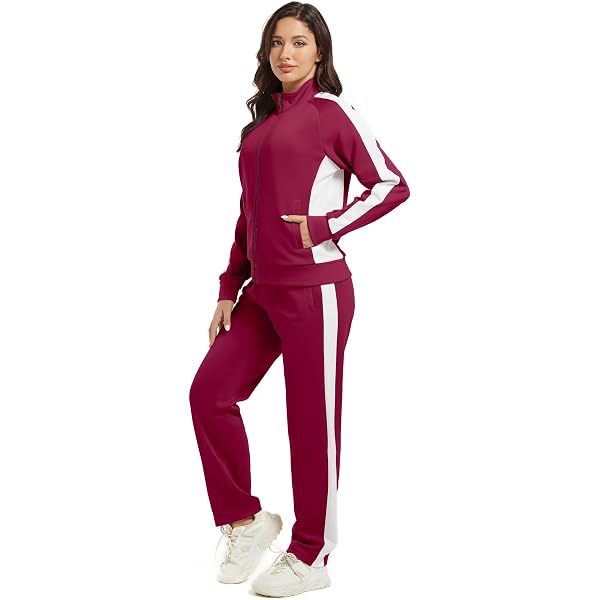 Amazon.com: TEZO Womens Full Zip-Up Hoodie Tracksuit Set Long Sleeve Casual  Jogging Suits Workout Gym 2 Piece Outfits with Pockets(AGWT M) : Clothing,  Shoes & Jewelry