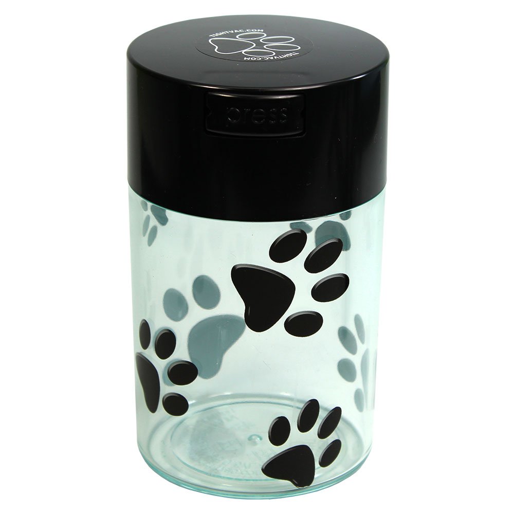 Photo 1 of Tightpac America, Inc. Pawvac 6 Ounce Vacuum Sealed Pet Food Storage Container; Black Cap & Clear Body/Black Paws