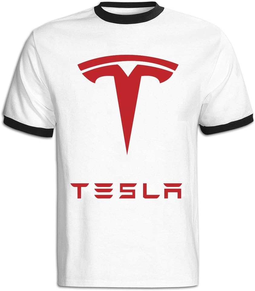 Men's Tesla Logo Baseball T Shirt Red