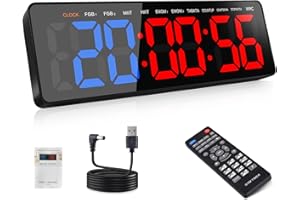 AnExer Gym Timers, Large LED Display Wall Clock, Interval Timer for Workout, Stopwatch/Countdown Timer with Remote, 12/24H Di