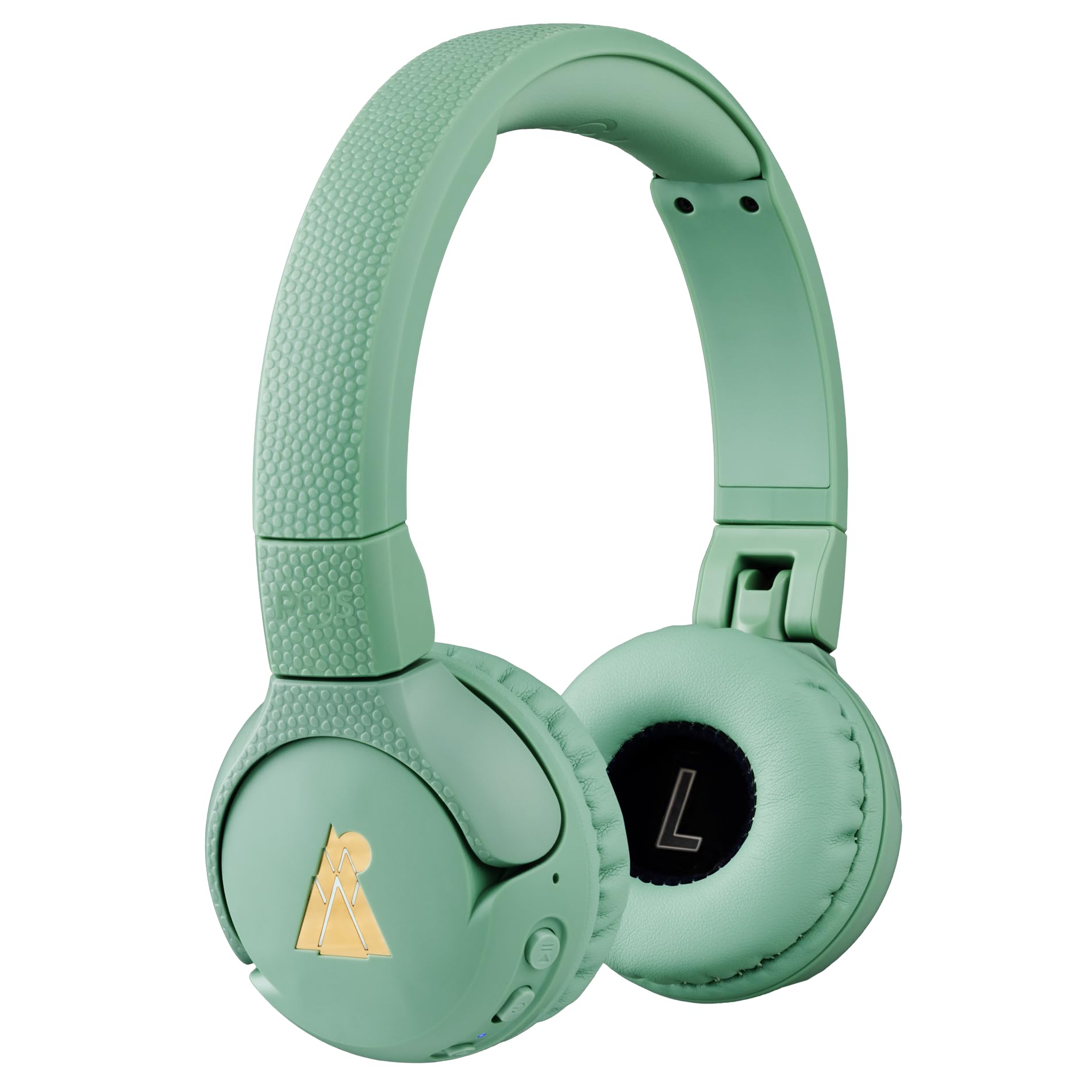 POGS Bluetooth wireless kids headphones | The Gecko 2 | Adjustable, foldable, durable headphones for kids 3+ | Volume limited 85 dB | Microphone | On-Ear | Wireless music-sharing function (rGreen)