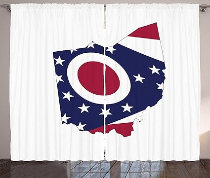 Amazon Com Lunarable Ohio Curtains Ohio State Map With