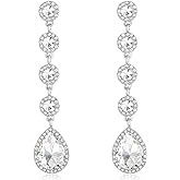 Rhinestone Statement Long Dangle Earrings for Women,Vintage Wedding Bridal Elegant Crystal Chandelier Teardrop Earrings Costume Jewelry for Prom Party