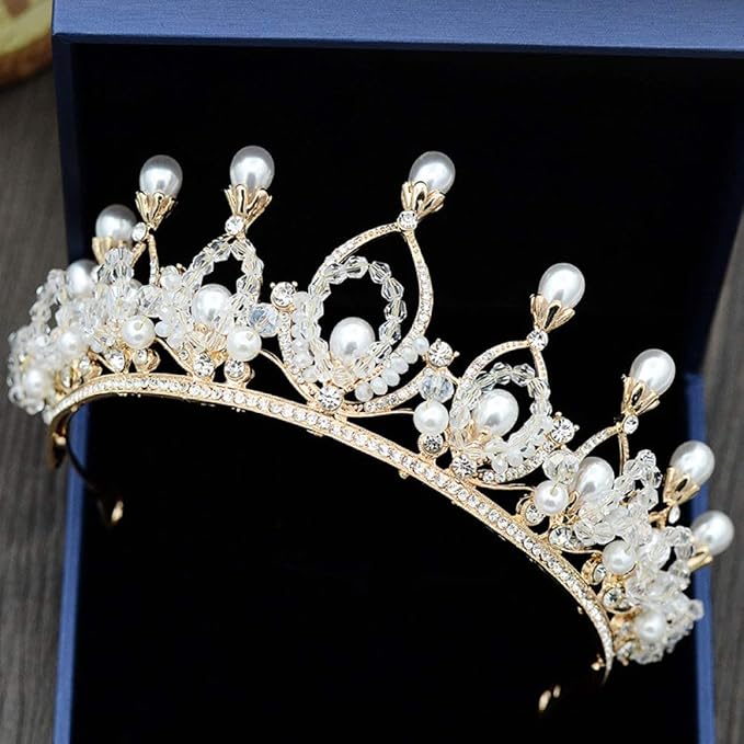 WSXEDC Tiaras Corona Mujer, Fairytale Princess Queen Crown Golden
