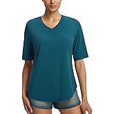 BALEAF Womens Half Sleeve Athletic Shirts V Neck Elbow Short Sleeve Workout Tops UPF 50+ Sun Protection UV Yoga Running