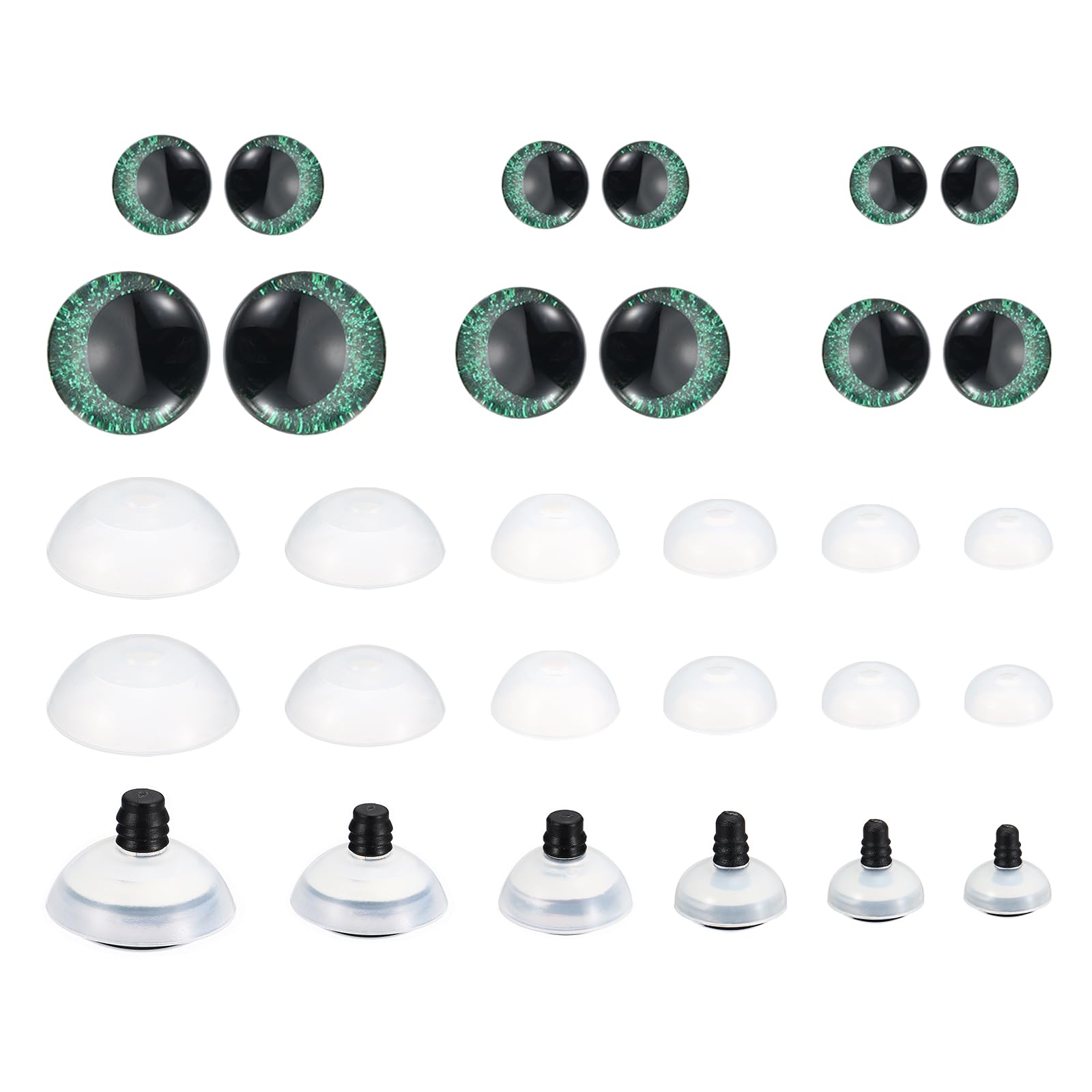 PATIKIL 14-30mm Flash Safety Eyes, 56 Pcs Doll Realistic Colorful Crocheting Safety Eyes for Decor Crochet Accessories Dolls Craft, Green