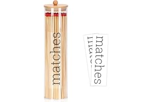 MSHUNKEJI Acrylic 11 inch Long Matches Holder with Lid Sticker Farmhouse Match Holder for Fireplace Farmhouse Decor (No Include Matches)