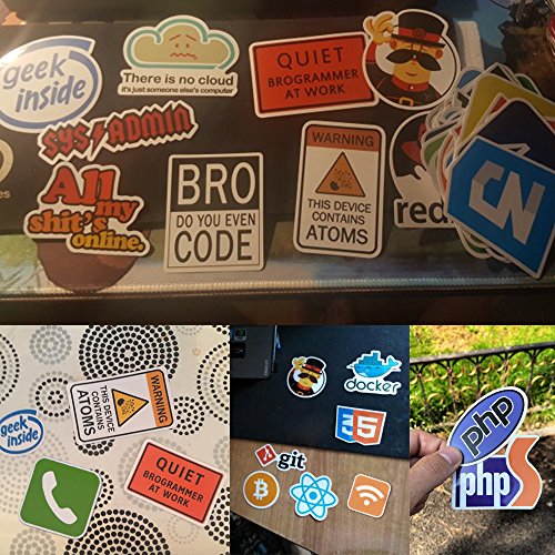 Laptop Stickers, Computer Stickers for Laptop Water Bottles Car Bumper Skateboard Guitar Bike Luggage Waterproof Vinyl Decals Cool Graffiti Stickers Pack (50 Pcs Program Internet Software Stickers)