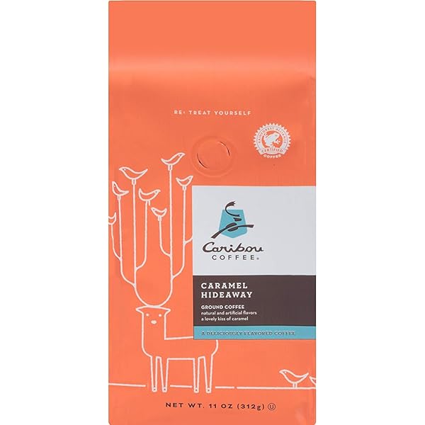 CARIBOU COFFEE, FLAVORED CARAMEL HIDEAWAY, GROUND COFFEE, 11 OZ. BAG, SMOOTH & LIGHTLY SWEET CARAMEL FLAVORED ARABICA COFFEE, WITH NOTES OF WHIPPED CREAM & ARTISANAL CARAMEL; SUSTAINABLE SOURCING